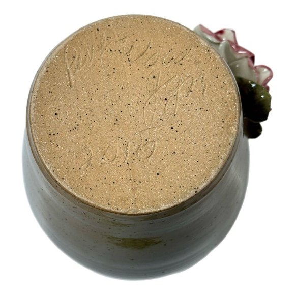 Pottery Vase Bud Studio Signed Art Glaze Brown Stoneware MCM Ruffled Stoneware - Picture 7 of 9